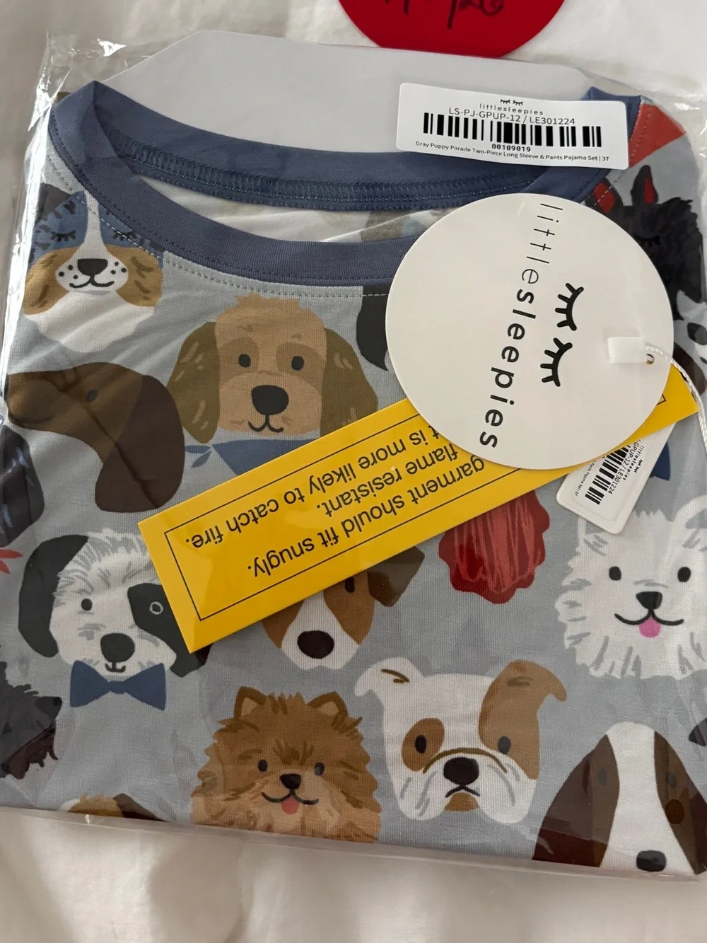 Little Sleepies Gray Puppy Parade 3T